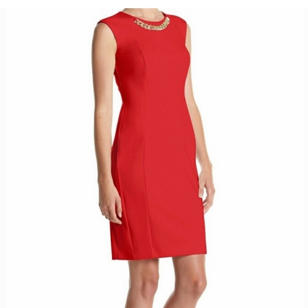 ✨CALVIN KLEIN ✨Elegant Red Sleeveless Dress